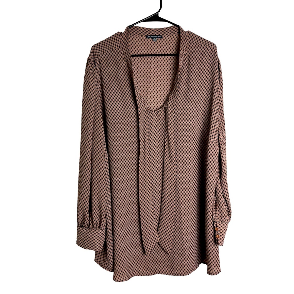 Adrianna Papell Women’s Tie Front Printed Long Sleeve Blouse